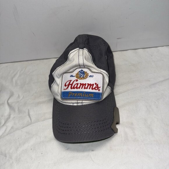 Hamm's Premium Logo Trucker Hat Blue White With Bottle Opener Bill - Picture 1 of 6